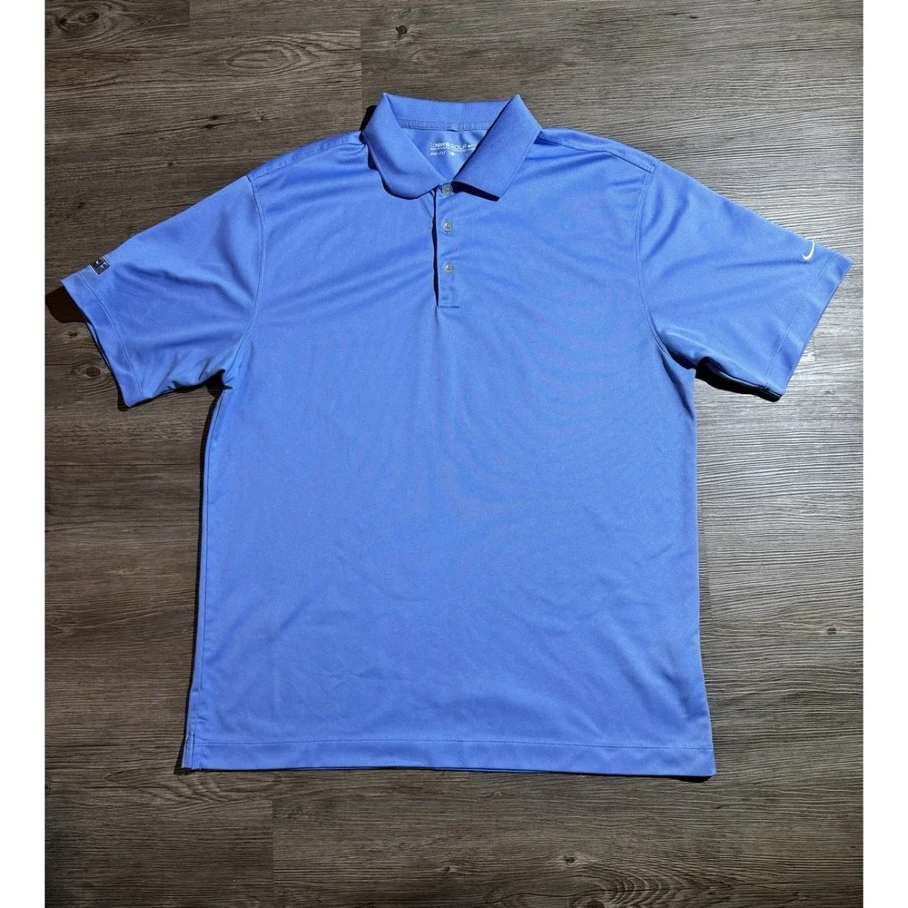Nike Golf Dri-FIT Men's Large Blue Polo Shirt Short Sleeve JDRF Golf